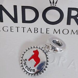 Pandora Dala Horse Schweden Schriftzug Sweden und schwedisches Dalapferd Charm